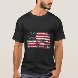 T-shirt T Shirt Crabbi pêcheur drapeau américain 4 juillet