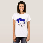 T-shirt T-shirt. Customisé glissant heureux chat. Zz (Devant entier)