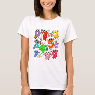 T-shirt T Shirt de Maths à Chiffres Colorés pour Enfants e