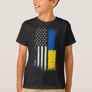 T-shirt T Shirt Drapeau Américain Ukrainien - Fierté Ukrai