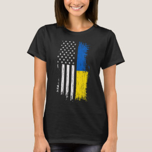T-shirt T Shirt Drapeau Américain Ukrainien - Fierté Ukrai