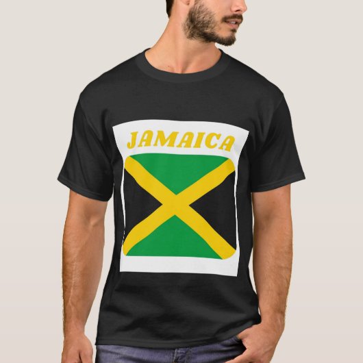 T-shirt T-Shirt, Drapeau Jamaïcain à manches courtes noire (Devant)