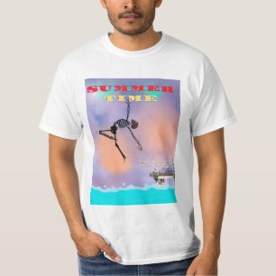 T-shirt T-shirt, drôle, le squelette saute dans la mer