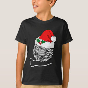 T-shirt T Shirt Femme Tricot Boule de Laine Père Noël Noël