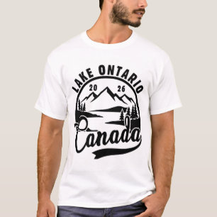 T-shirt T‑Shirt Graphique Scénique Noir & Blanc du Lac Ont
