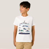 T-shirt T-Shirt, illustrations de bateaux (Devant entier)