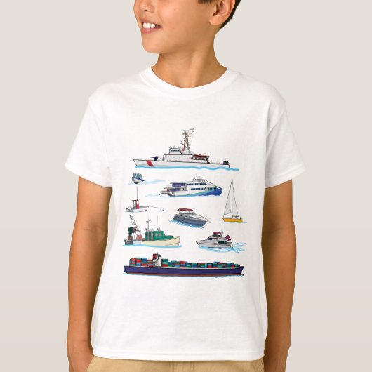 T-shirt T-Shirt, illustrations de bateaux (Devant)