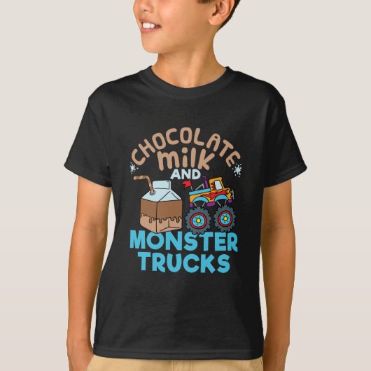 T-shirt T-shirt Lait au chocolat et Camions Monste (Devant)