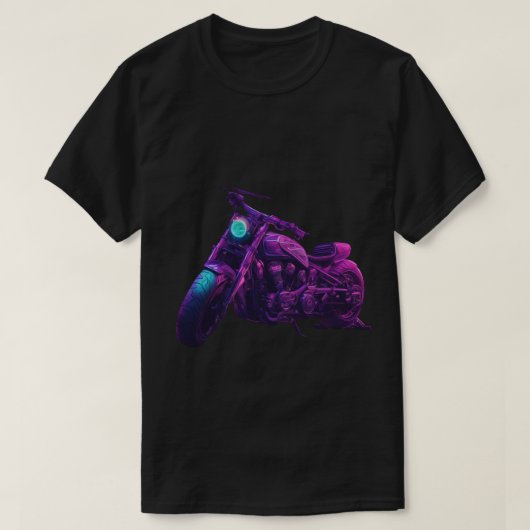 T-shirt T-shirt, noir, moto (Design devant)
