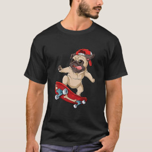 T-shirt T Shirt Pug Skateboard Chien Drôle Skateur Planche
