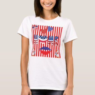 T-shirt t shirt rayé rouge du 4 juillet