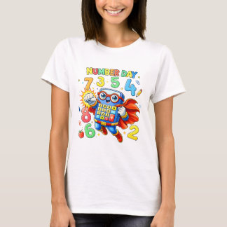 T-shirt T Shirt Robot Super Héros Maths Nombres Mignon Enf