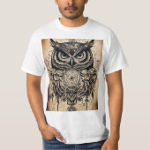 T-shirt "T-shirt tatouage de hibou : une fusion élégante d (Devant)