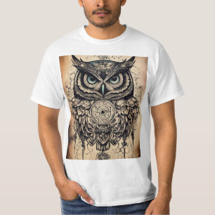 T-shirt "T-shirt tatouage de hibou : une fusion élégante d