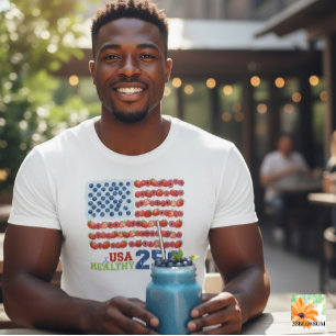 T-shirt T‑Shirt USA 250 Berry Flag Healthy Patriot