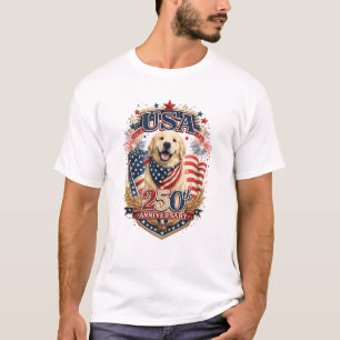 T-shirt T Shirt USA 250e Anniversaire Golden Retriever #3