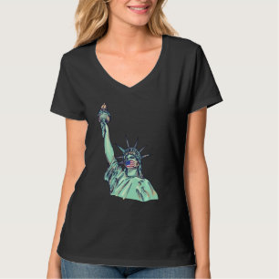 T-shirt T Statue De La Liberté Avec Masque Visage