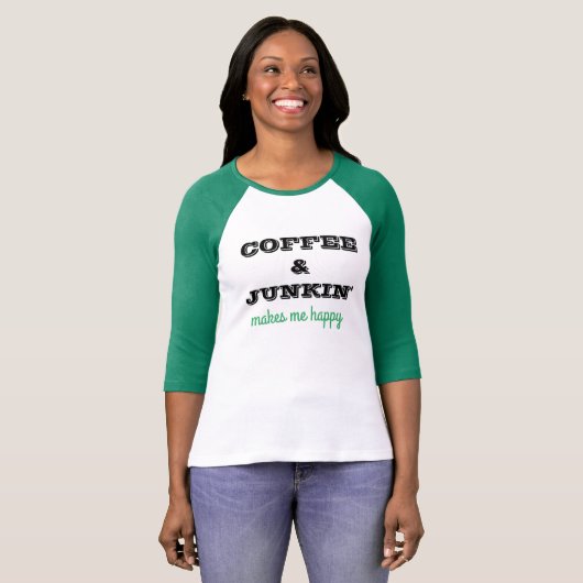 T-shirt T-thirt mignon avec du café et dire de Junkin (Devant entier)