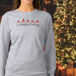 T-shirt T typographie Joyeux Noël, chapeaux de Père Noël, 