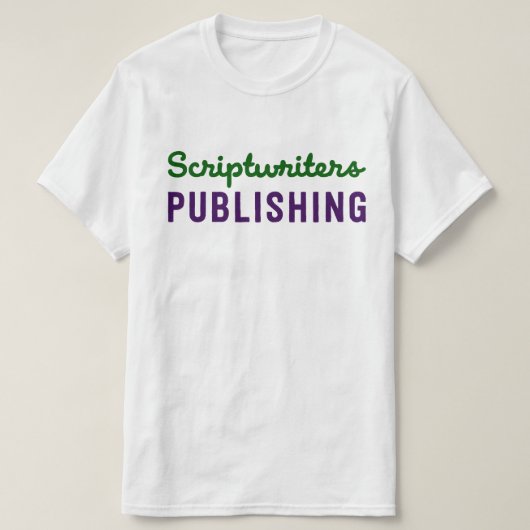 T-shirt T vert/pourpre d'édition de scénaristes (Design devant)