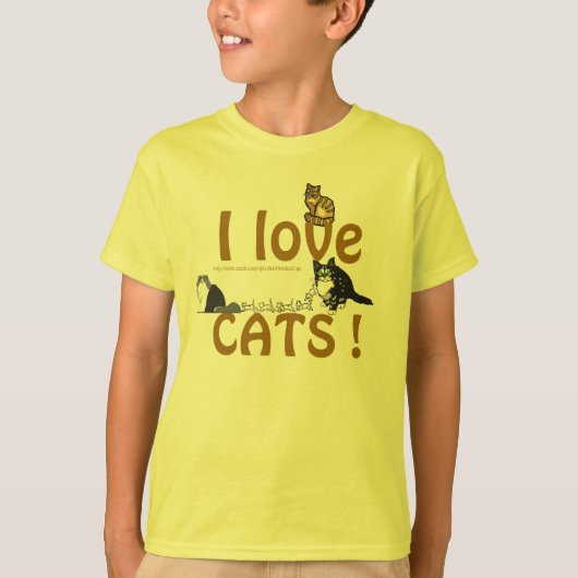 T-shirt Tabby & amis-J'adore les chats, les enfants tee ! (Devant)