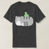 T-shirt Tabby bleu chat et serpent vert (Design devant)