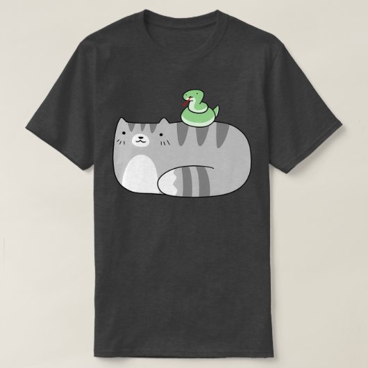 T-shirt Tabby bleu chat et serpent vert (Design devant)