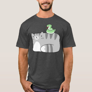 T-shirt Tabby bleu chat et serpent vert