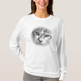 T-shirt Tabby Cat Face noir et blanc