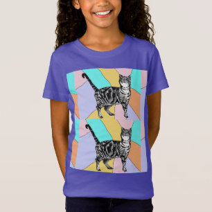T-Shirt Tabby Chat chats adorables animaux rayés filles T-