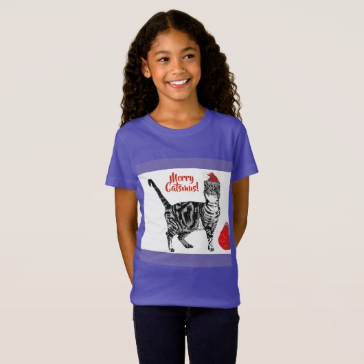 T-Shirt Tabby Chat Joyeux Noël Catsmus Rouge Funny Chats T (Devant entier)