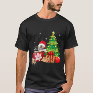 T-shirt Tabby Gris de Noël Chat Luminaires des arbres laid