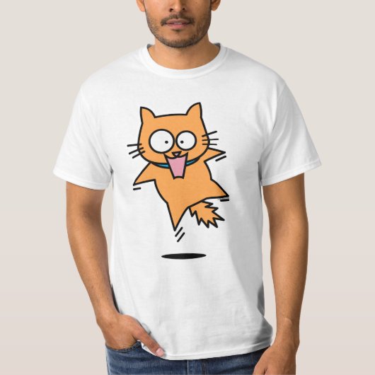 T-shirt Tabby orange chat effrayé saut surpris fun nerveux (Devant)