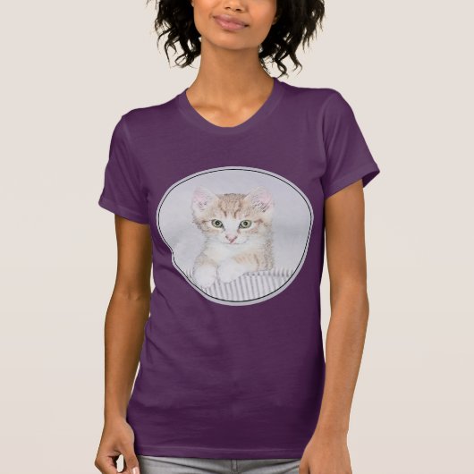 T-shirt Tabby Orange Kitten Peinture - Art Chat original (Devant)