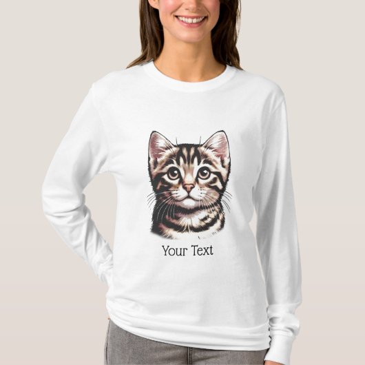 T-Shirt Tabby Personalisé Face À Manches Longues (Devant)