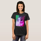 T-shirt Tabby Psychédélique Rose Chat yeux rose & violet, (Devant entier)