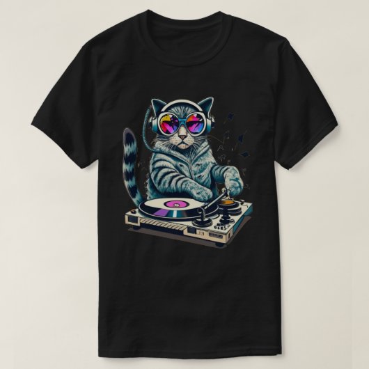 T-shirt Table de mixage DJ Cat (Design devant)
