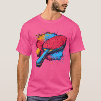 T-shirt Table de ping-pong peinte couleur raquette Tablett