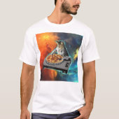 T-shirt Table de son de jockey de disque Cat dj (Devant)
