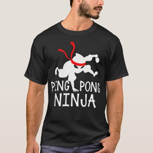 T-shirt Table Tennis Ping Pong Ninja Funny Table Sports Gi (Devant)