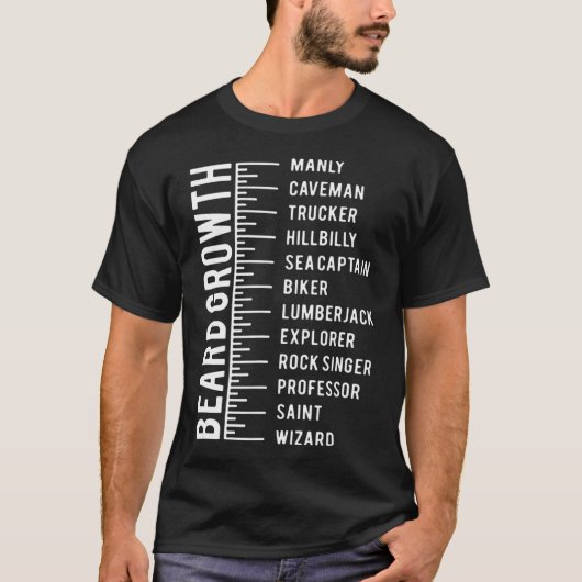 T-shirt Tableau de croissance de la barbe masculine Mesure (Devant)