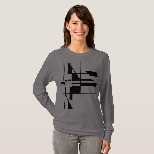 T-shirt Tableau de jeu géométrique noir MCM apparence Art  (Devant entier)