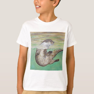 T-shirt Tableau de la loutre de rivière joueuse