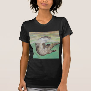 T-shirt Tableau de la loutre de rivière joueuse