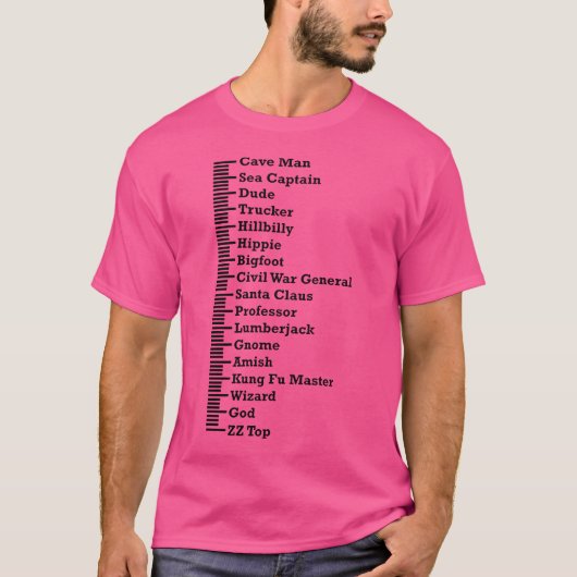 T-shirt Tableau de mesure de barbe pour barbes (Devant)