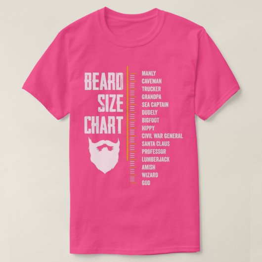T-shirt Tableau de mesure de la barbe Longueur de la barbe (Design devant)