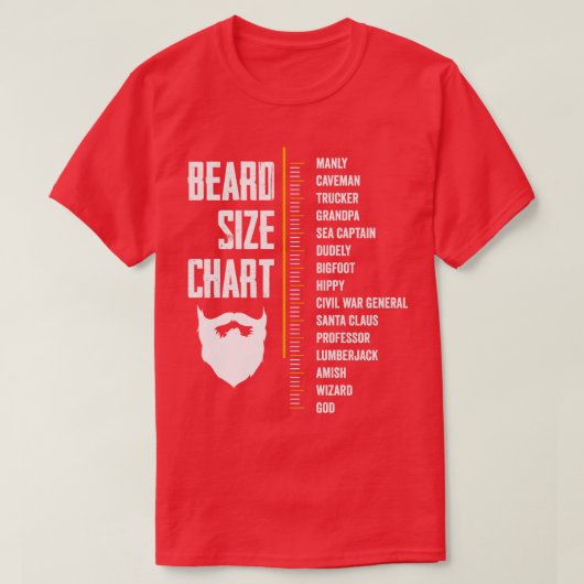 T-shirt Tableau de mesure de la barbe Longueur de la barbe (Design devant)