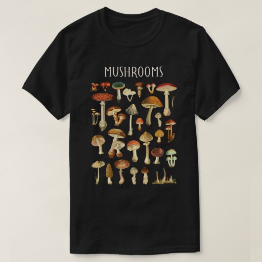 T-shirt Tableau des champignons vintages (Design devant)