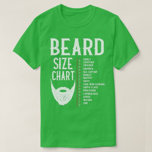 T-shirt Tableau des tailles de la barbe Porté Drôle Encein (Design devant)