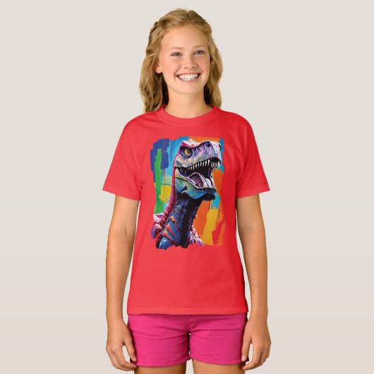 T-shirt Tableau Portrait D'Un Tyrannosaurus Rex | T-Rex (Devant entier)